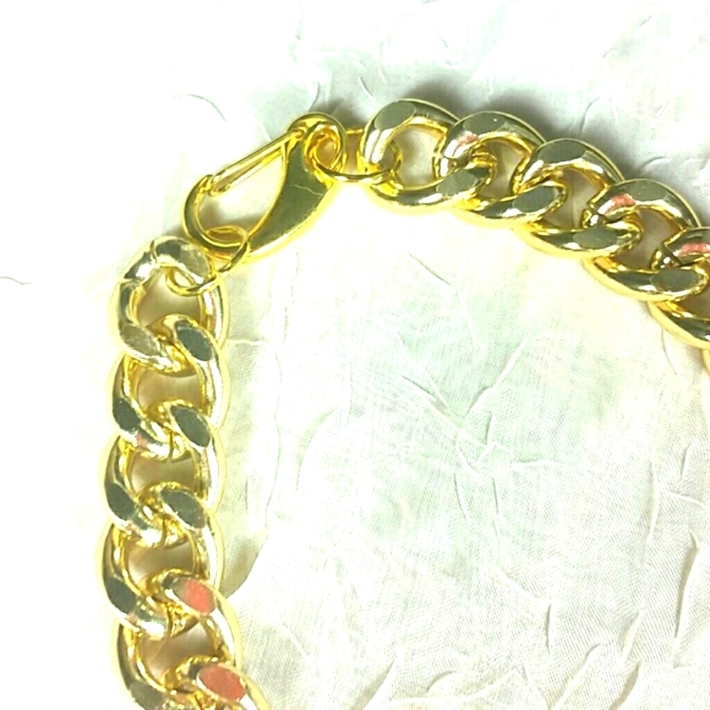 24" Gold Plated 20 mm Curb Chain Necklace Unisex Bold Luxury Statement Jewelry - Picture 3 of 4